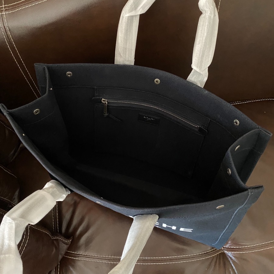 499290 RIVE GAUCHE TOTE BAG IN LINEN AND LEATHER, YSL Saint Laurent