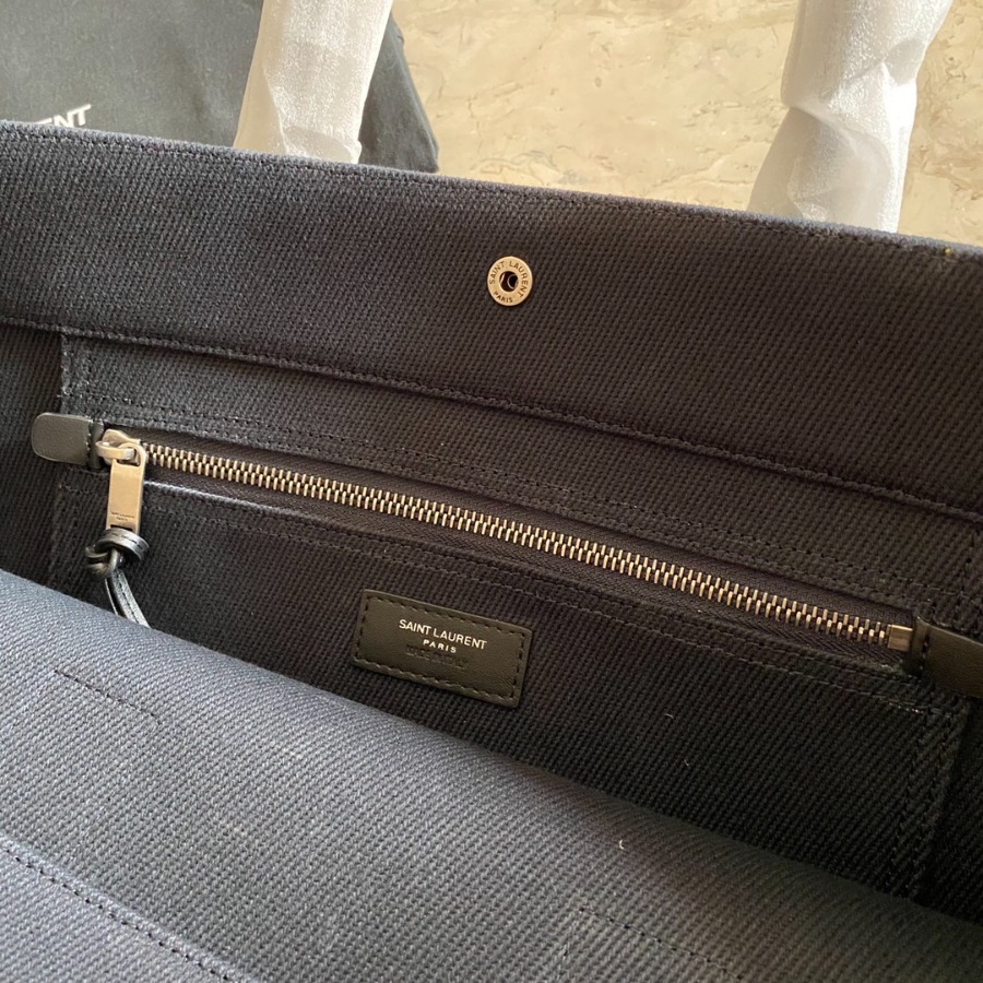 499290 RIVE GAUCHE TOTE BAG IN LINEN AND LEATHER, YSL Saint Laurent