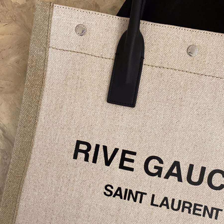 RIVE GAUCHE N/S SHOPPING BAG IN LINEN AND COTTON, YSL Saint Laurent