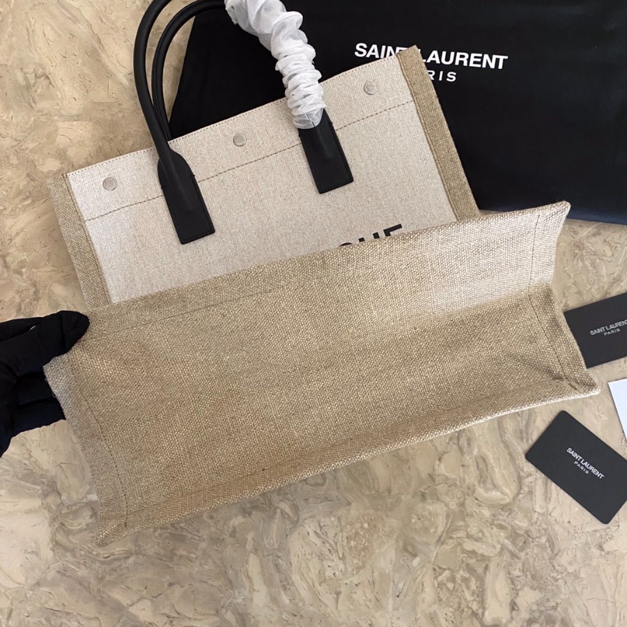 RIVE GAUCHE N/S SHOPPING BAG IN LINEN AND COTTON, YSL Saint Laurent