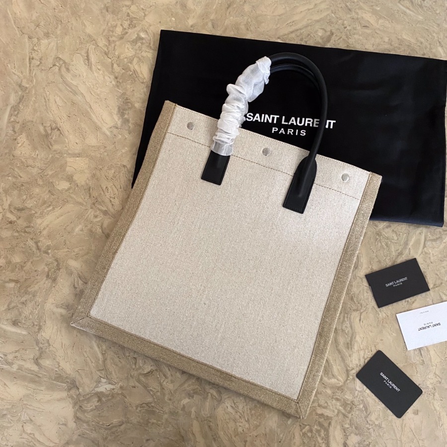 RIVE GAUCHE N/S SHOPPING BAG IN LINEN AND COTTON, YSL Saint Laurent