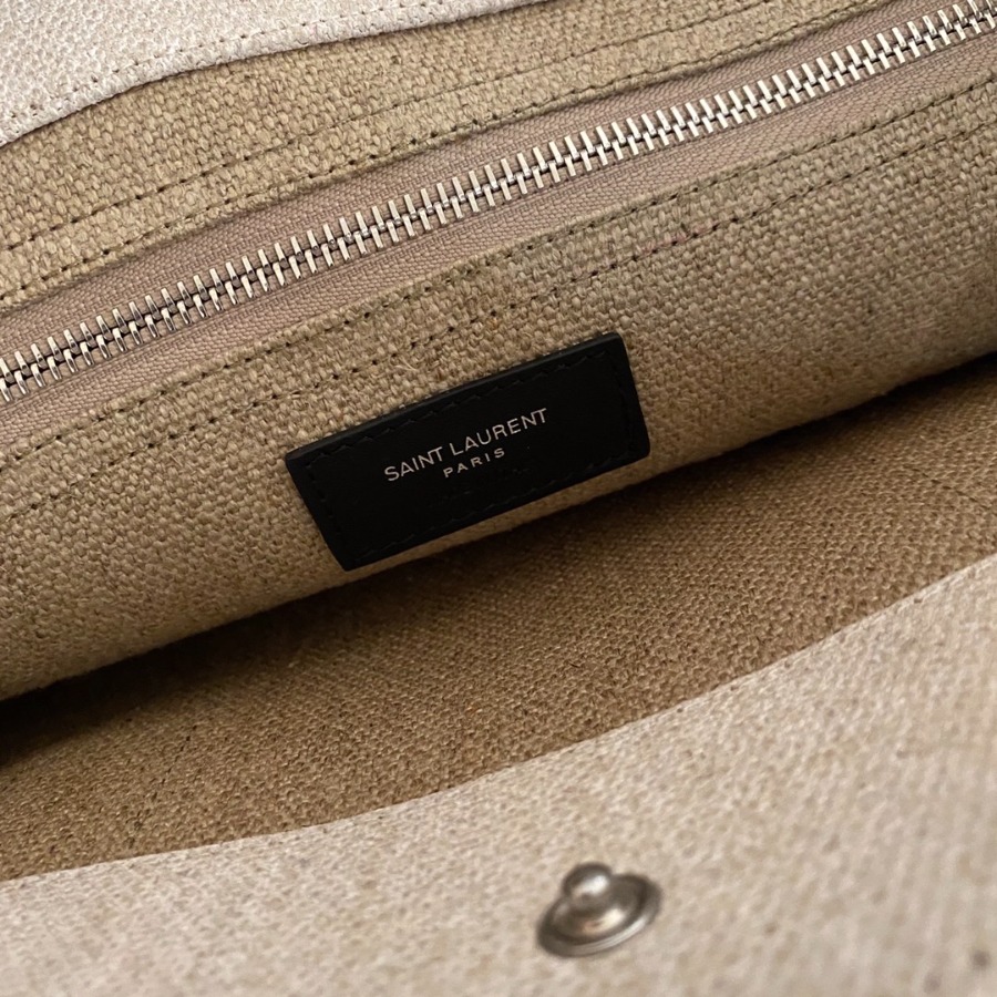 RIVE GAUCHE N/S SHOPPING BAG IN LINEN AND COTTON, YSL Saint Laurent