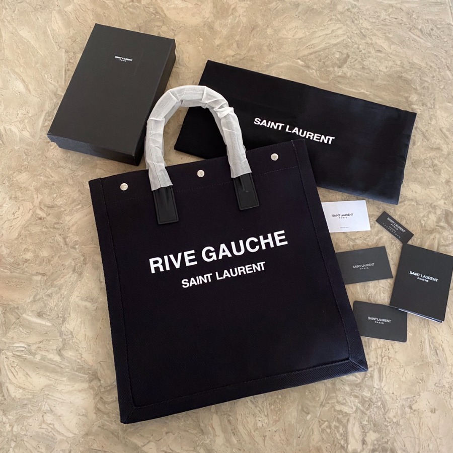 RIVE GAUCHE N/S SHOPPING BAG IN LINEN AND COTTON, YSL Saint Laurent