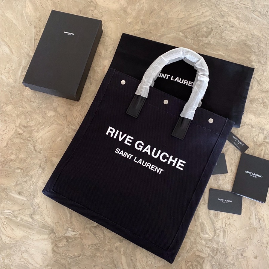 RIVE GAUCHE N/S SHOPPING BAG IN LINEN AND COTTON, YSL Saint Laurent