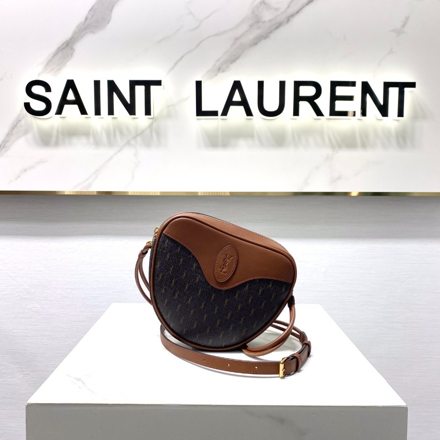 LE MONOGRAMME CŒUR BAG IN CANVAS AND SMOOTH LEATHER, YSL Saint Laurent