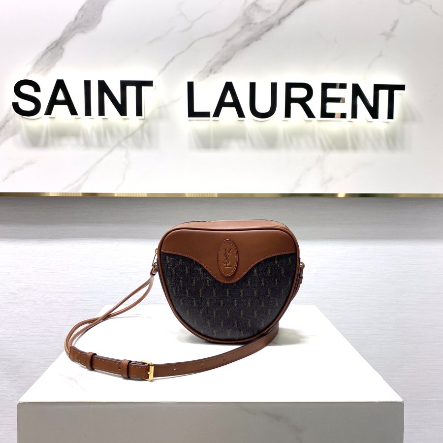 LE MONOGRAMME CŒUR BAG IN CANVAS AND SMOOTH LEATHER, YSL Saint Laurent