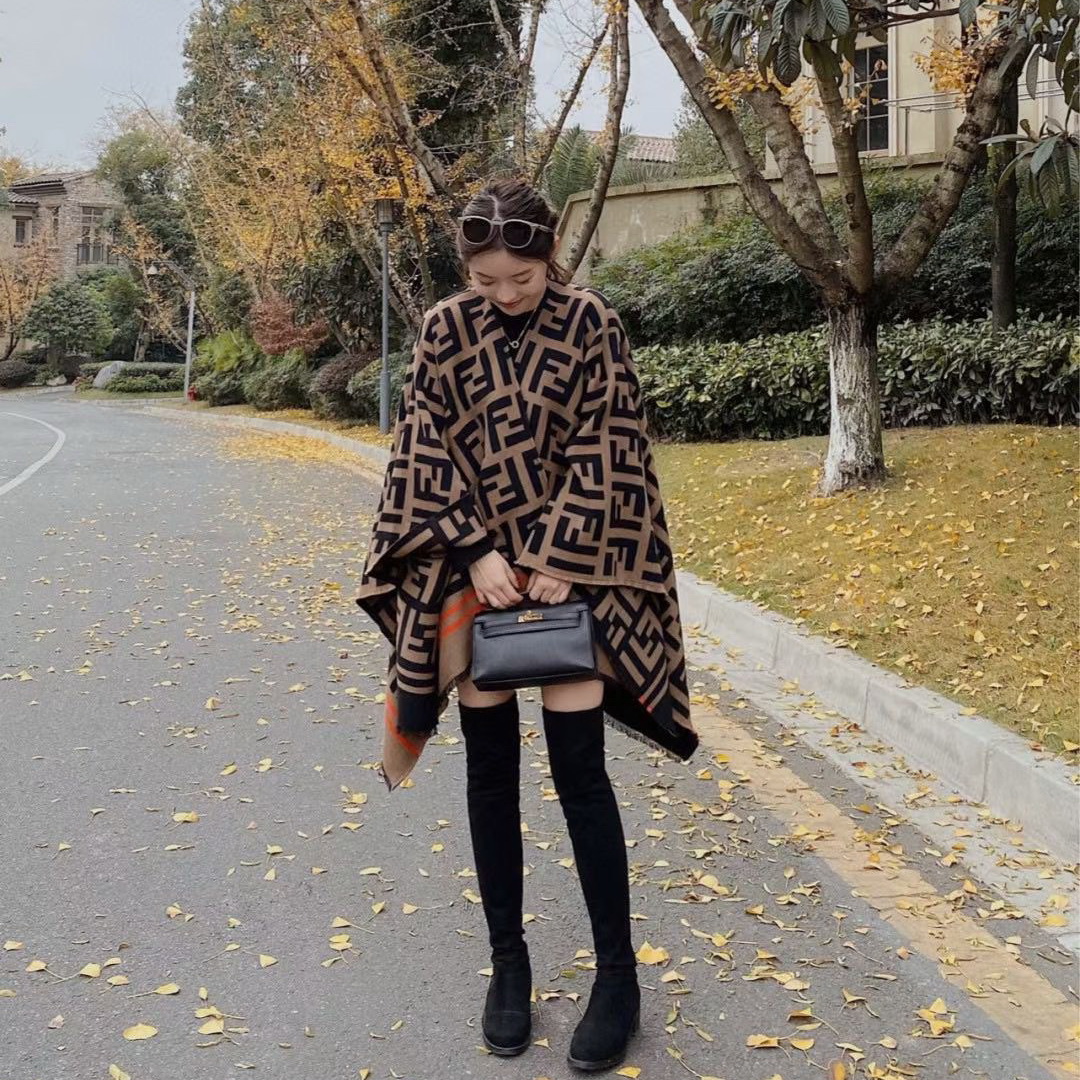 Fendi Ponchos, 95% Wool, 5% Silk