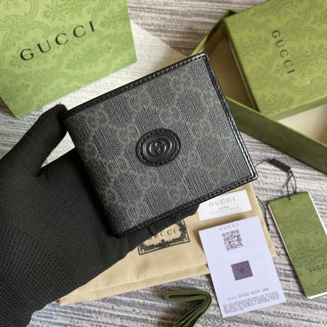 671652 Wallet with Interlocking G, Gucci