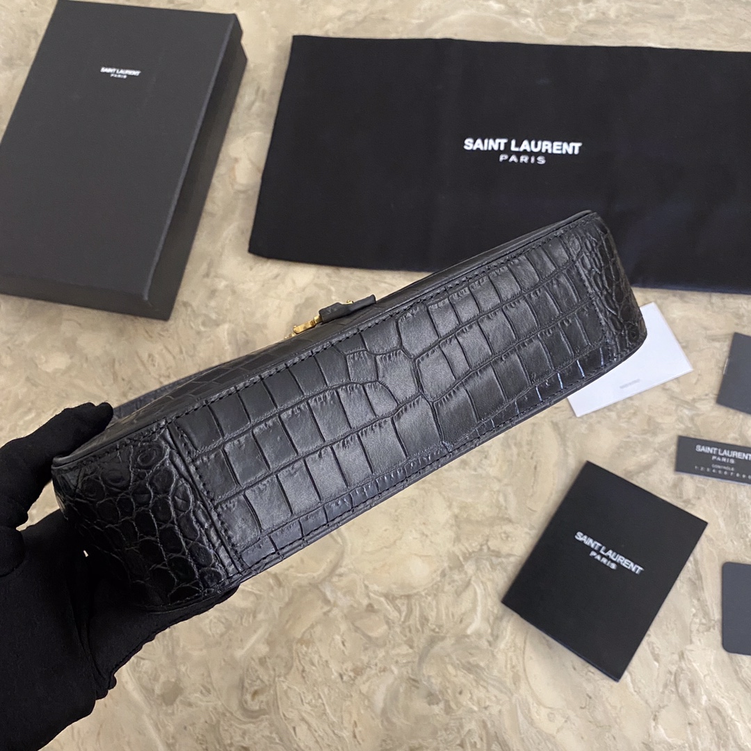 657228 LE 5 À 7 HOBO BAG IN CROCODILE-EMBOSSED SHINY LEATHER, YSL Saint Laurent