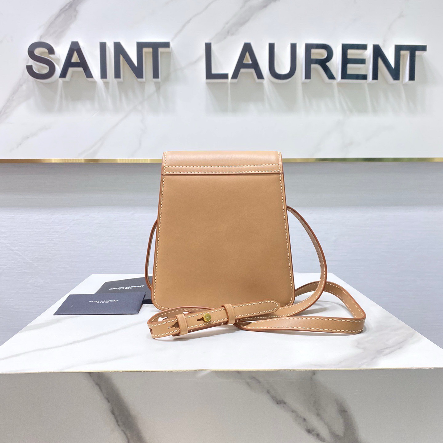 668809 KAIA NORTH/SOUTH SATCHEL IN VEGETABLE-TANNED LEATHER, YSL Saint Laurent