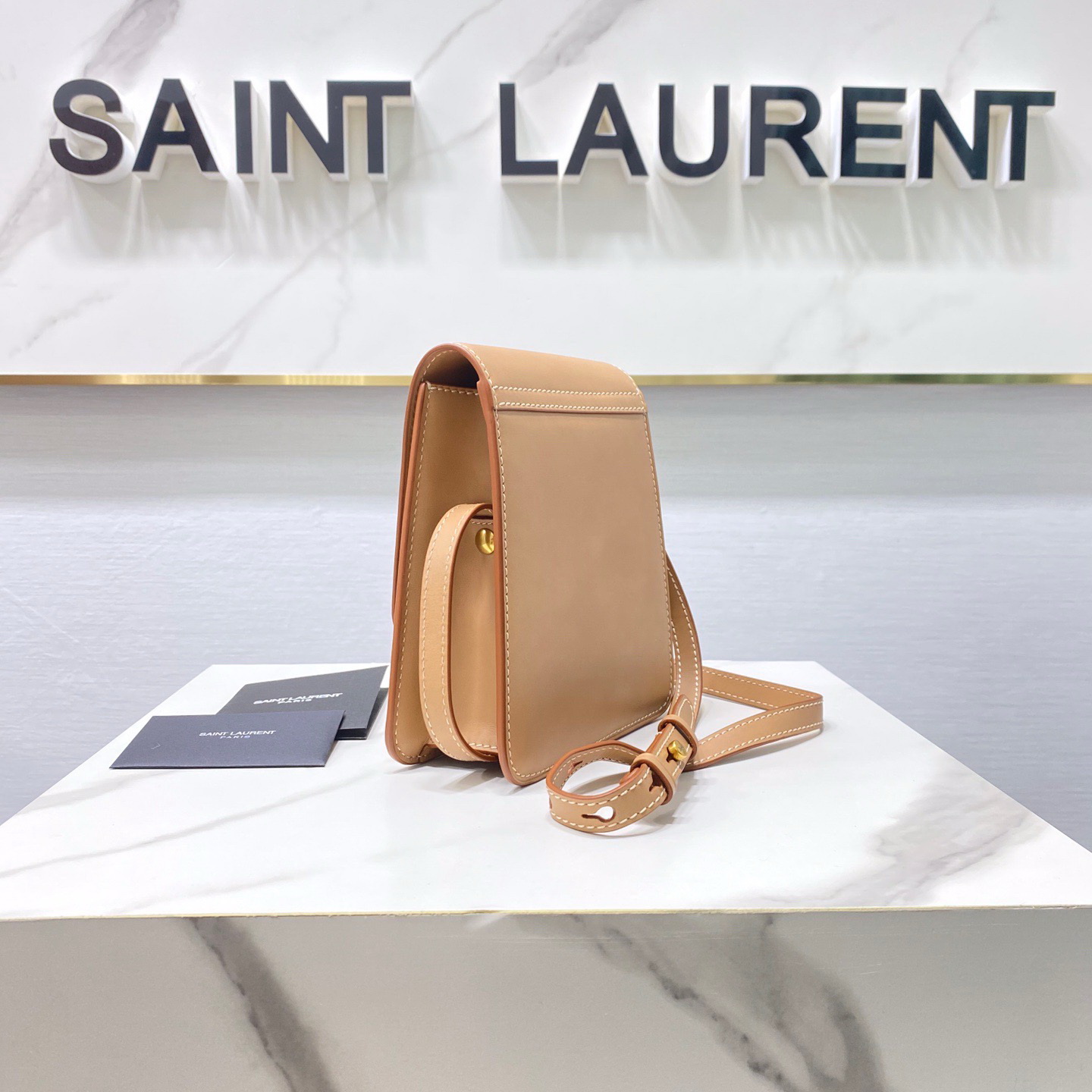 668809 KAIA NORTH/SOUTH SATCHEL IN VEGETABLE-TANNED LEATHER, YSL Saint Laurent