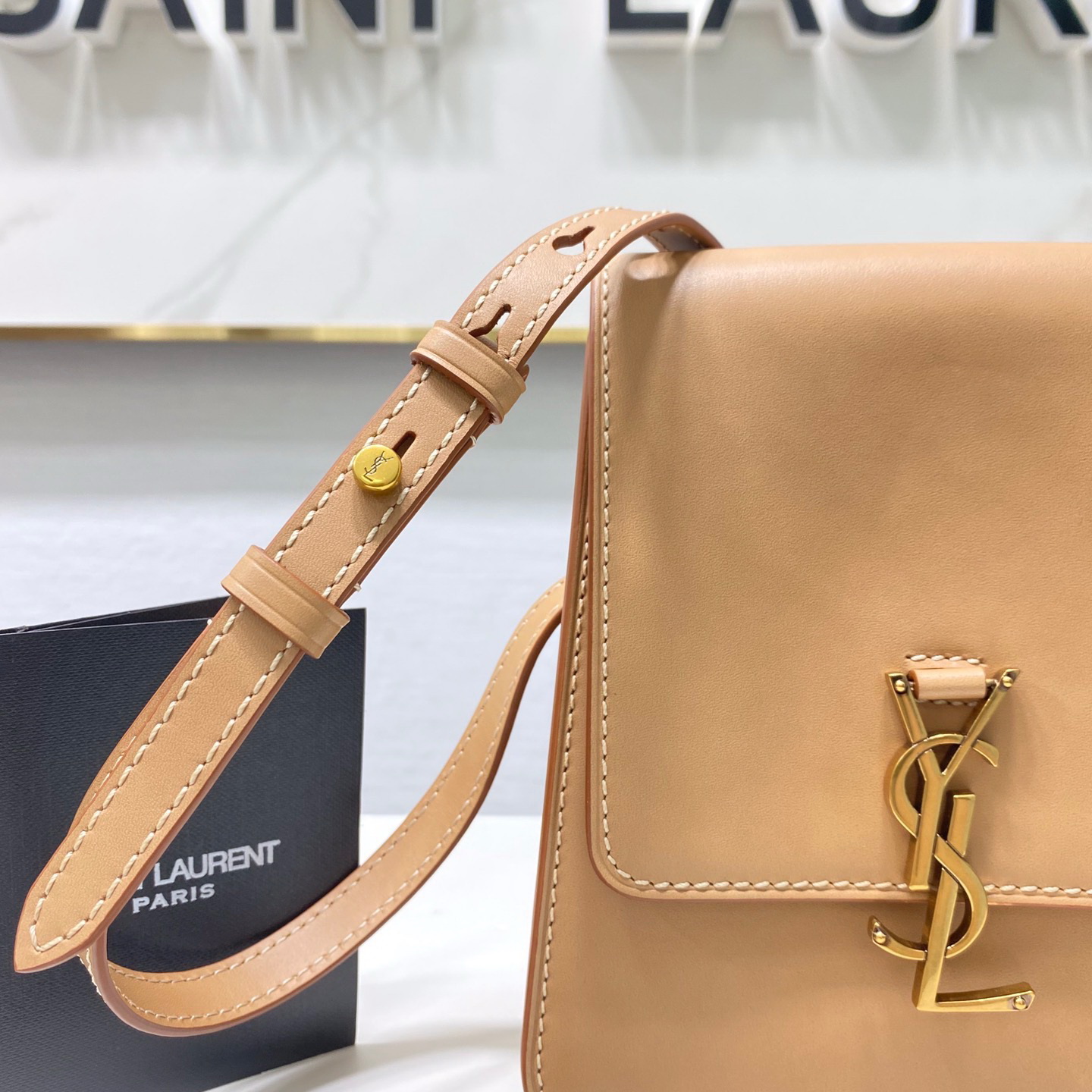 668809 KAIA NORTH/SOUTH SATCHEL IN VEGETABLE-TANNED LEATHER, YSL Saint Laurent