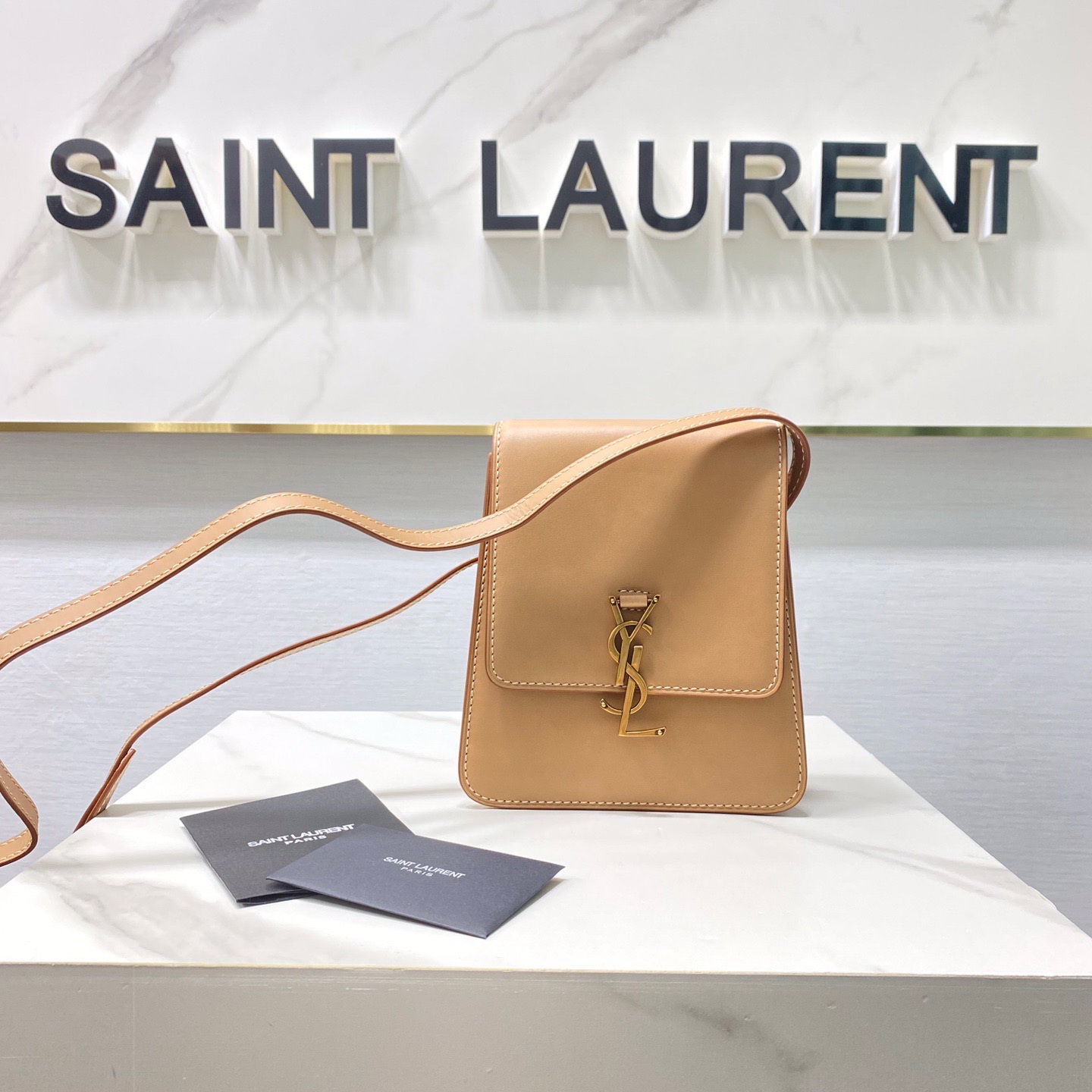 668809 KAIA NORTH/SOUTH SATCHEL IN VEGETABLE-TANNED LEATHER, YSL Saint Laurent