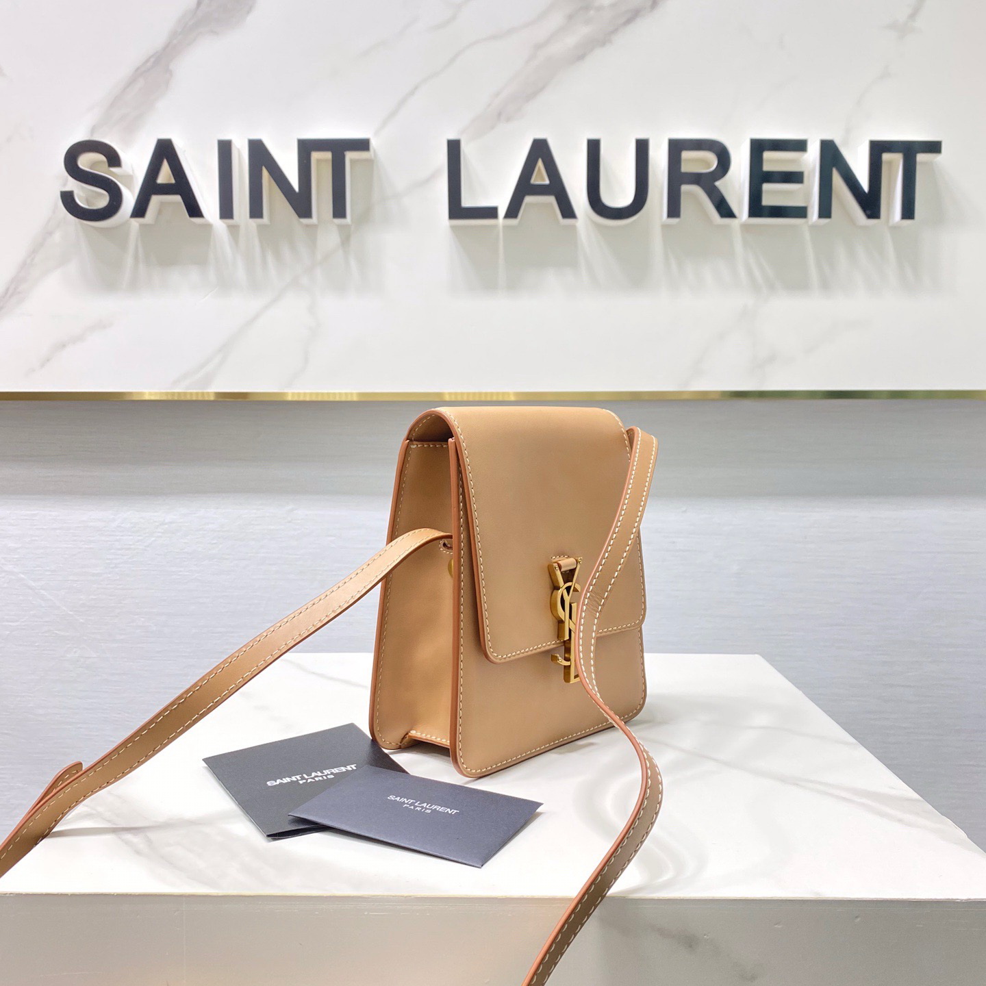 668809 KAIA NORTH/SOUTH SATCHEL IN VEGETABLE-TANNED LEATHER, YSL Saint Laurent