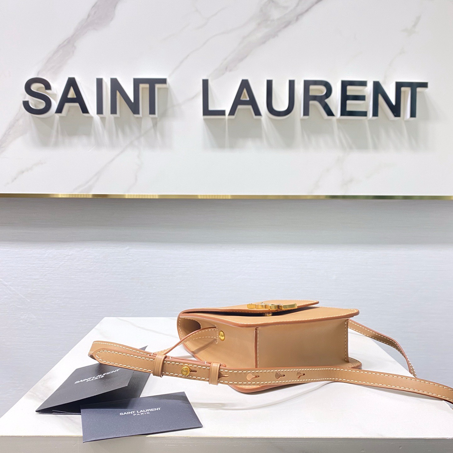 668809 KAIA NORTH/SOUTH SATCHEL IN VEGETABLE-TANNED LEATHER, YSL Saint Laurent