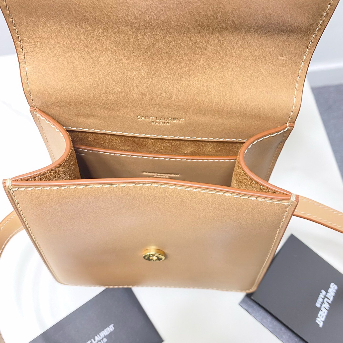 668809 KAIA NORTH/SOUTH SATCHEL IN VEGETABLE-TANNED LEATHER, YSL Saint Laurent