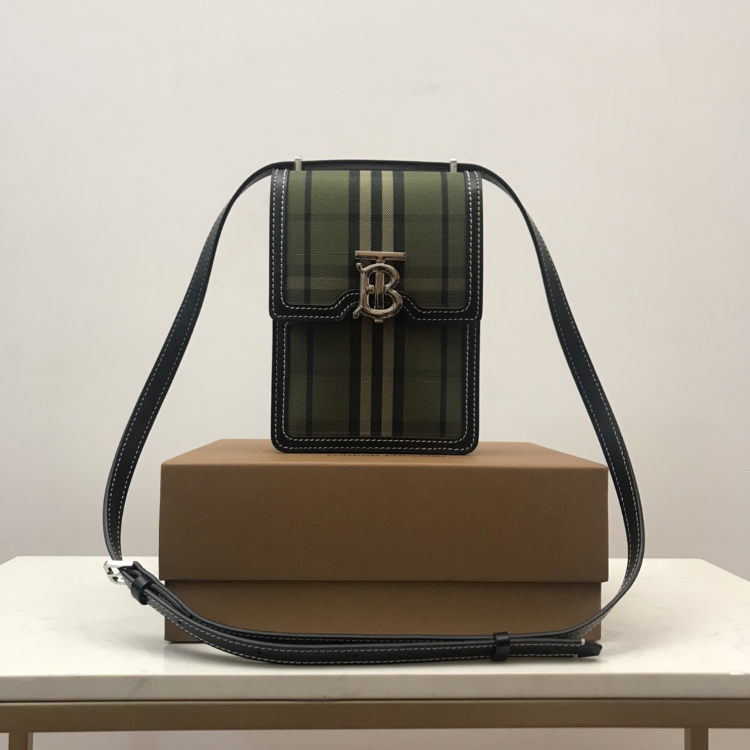 Check Cotton and Leather Robin Bag BURBERRY BAGS