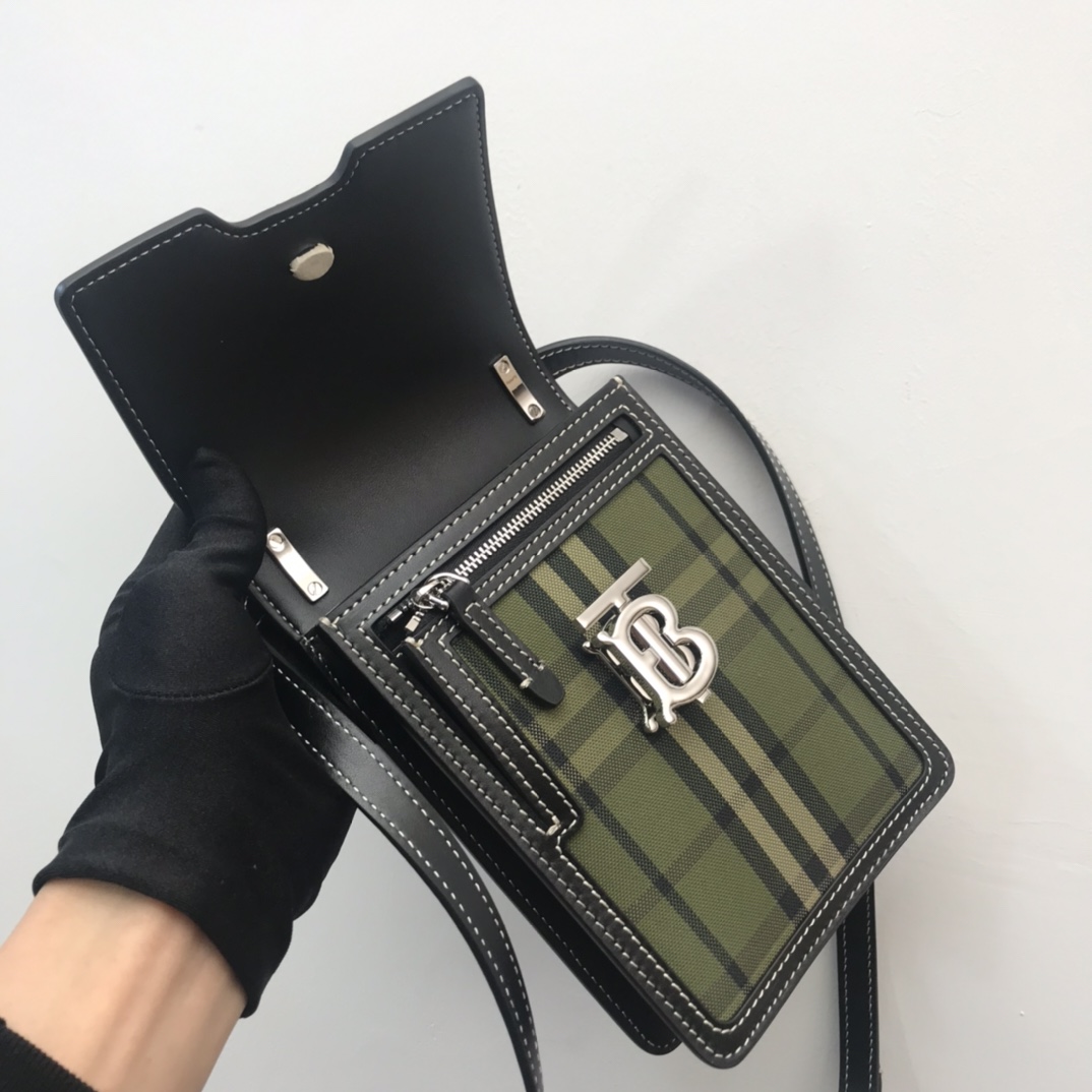 Check Cotton and Leather Robin Bag BURBERRY BAGS