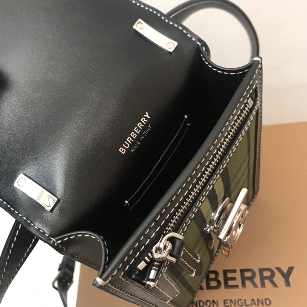 Check Cotton and Leather Robin Bag BURBERRY BAGS