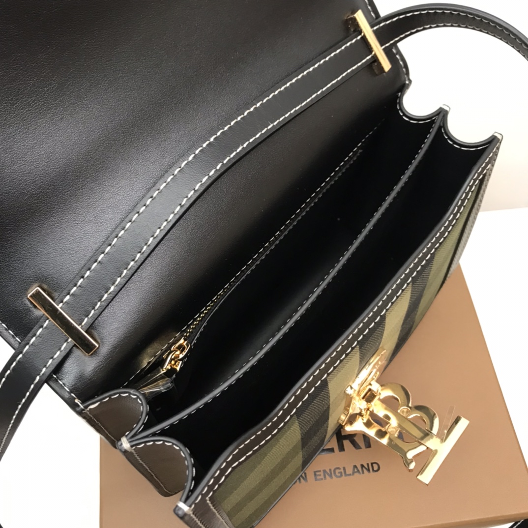 Small Tri-tone Canvas and Leather TB Bag BURBERRY BAGS
