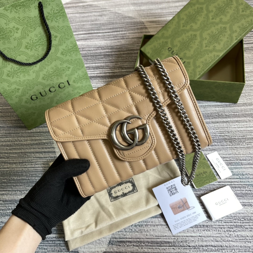 474575 GG Marmont matelassé mini bag, gucci Chain Wallets for Women