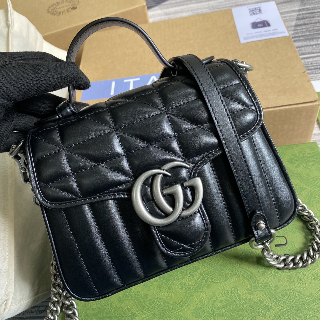 583571 GG Marmont mini top handle bag, GUCCI Top Handle Bags for Women