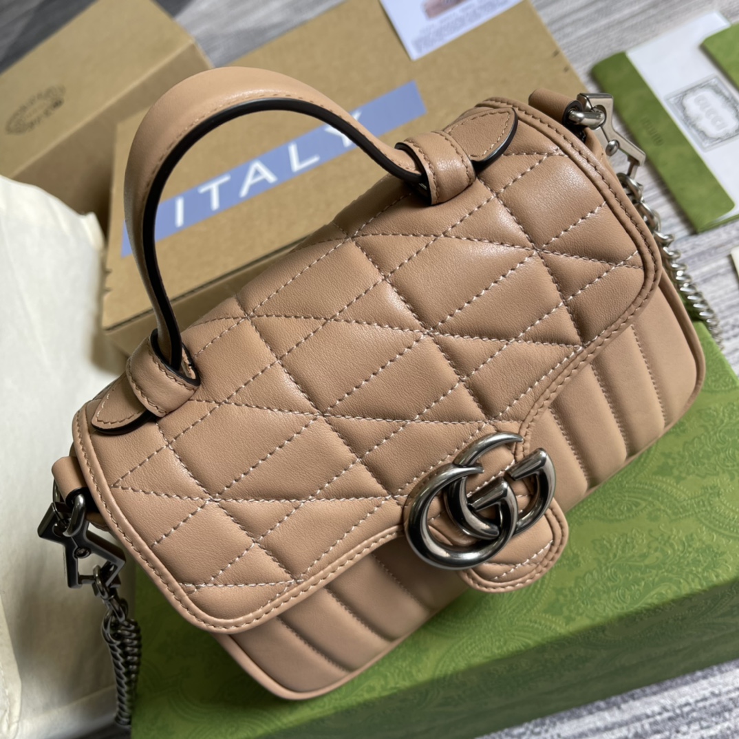 583571 GG Marmont mini top handle bag, GUCCI Top Handle Bags for Women