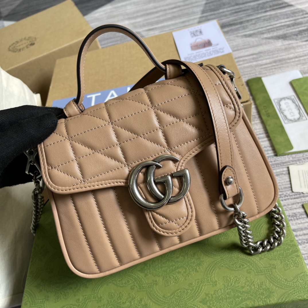583571 GG Marmont mini top handle bag, GUCCI Top Handle Bags for Women
