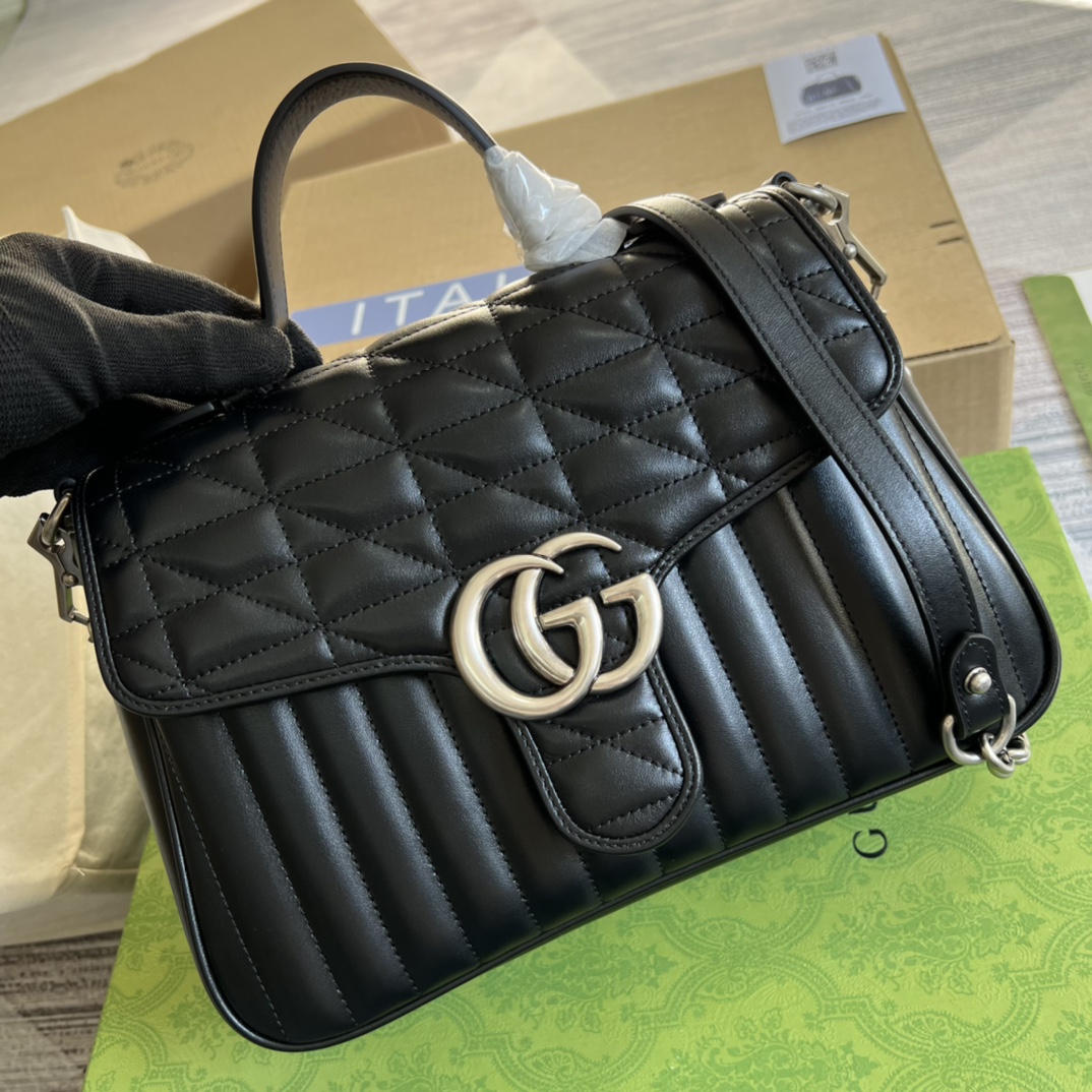 498110 GG Marmont small top handle bag, GUCCI Top Handle Bags for Women