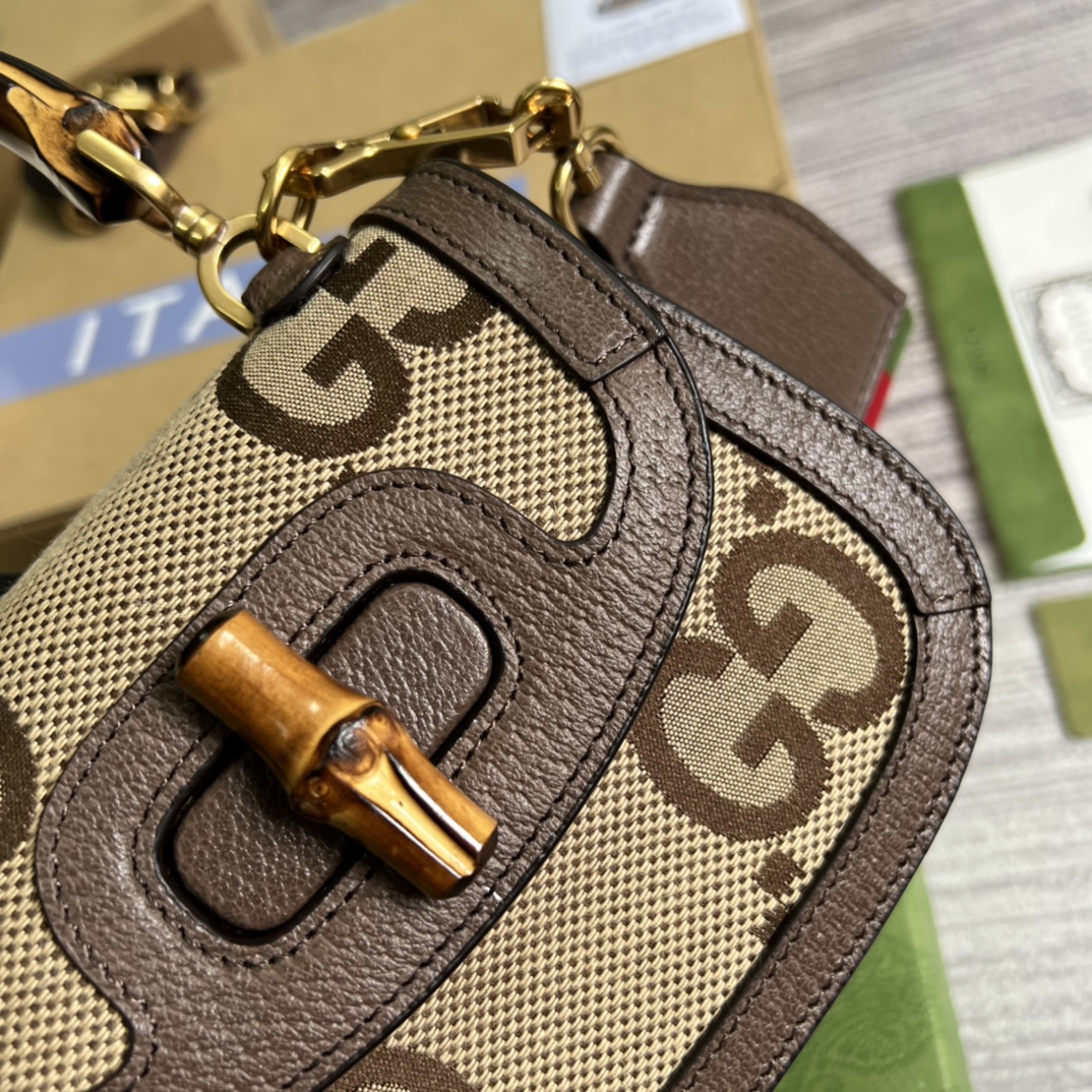 686864 Mini jumbo GG bag with Bamboo, gucci Top Handle Bags for Women