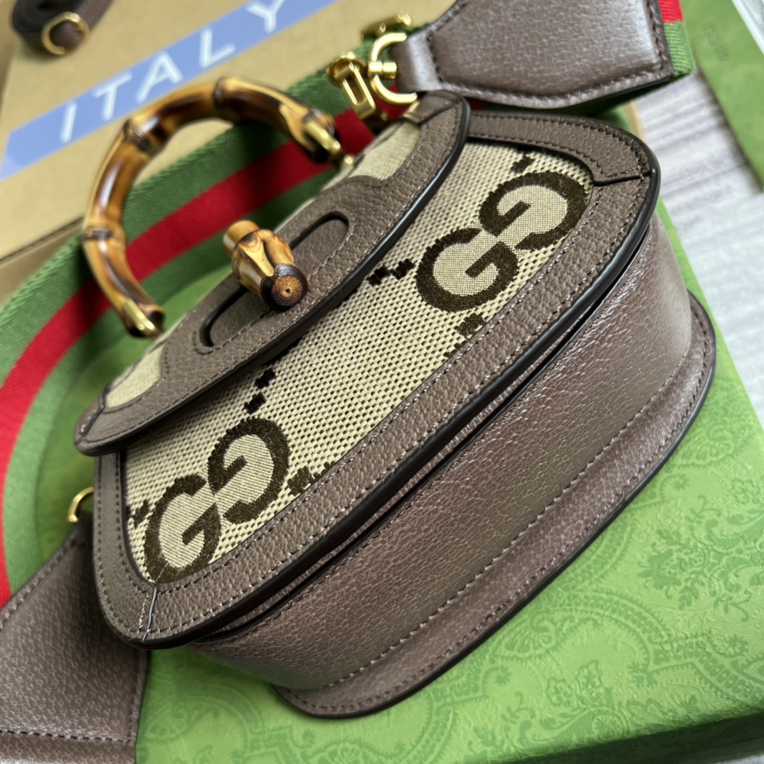 686864 Mini jumbo GG bag with Bamboo, gucci Top Handle Bags for Women