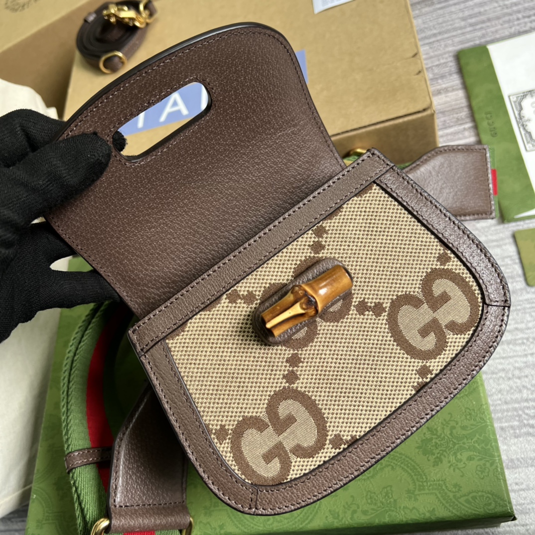 686864 Mini jumbo GG bag with Bamboo, gucci Top Handle Bags for Women