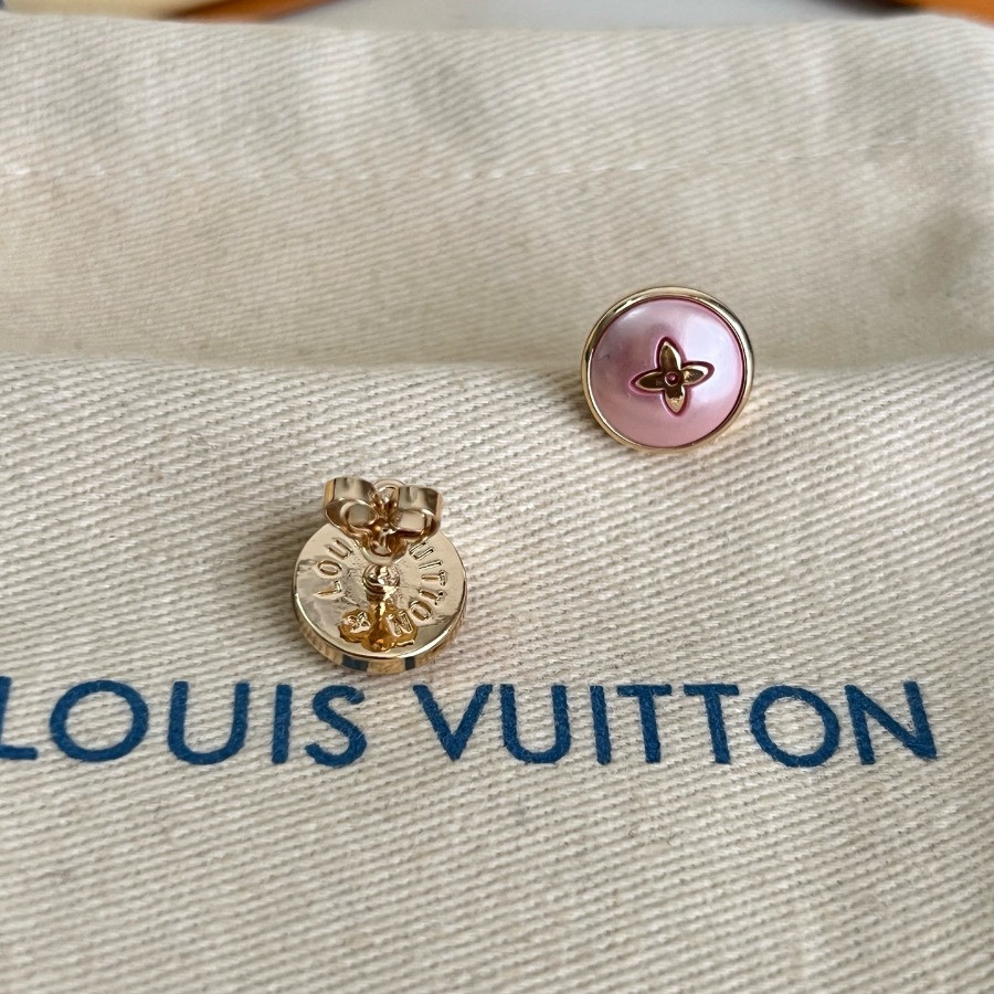 LV Color Blossom Stud Earrings – Pink & Ivory