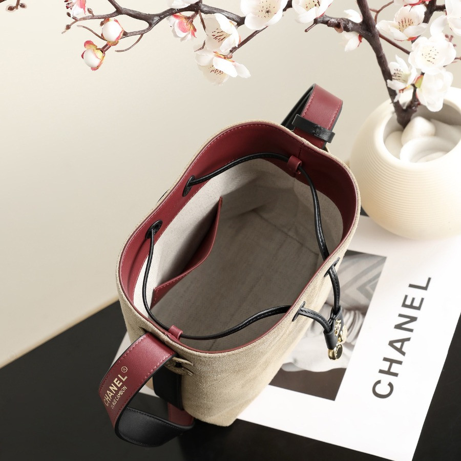 Chanel Bucket Bag Suede Calfskin gold-tone matal