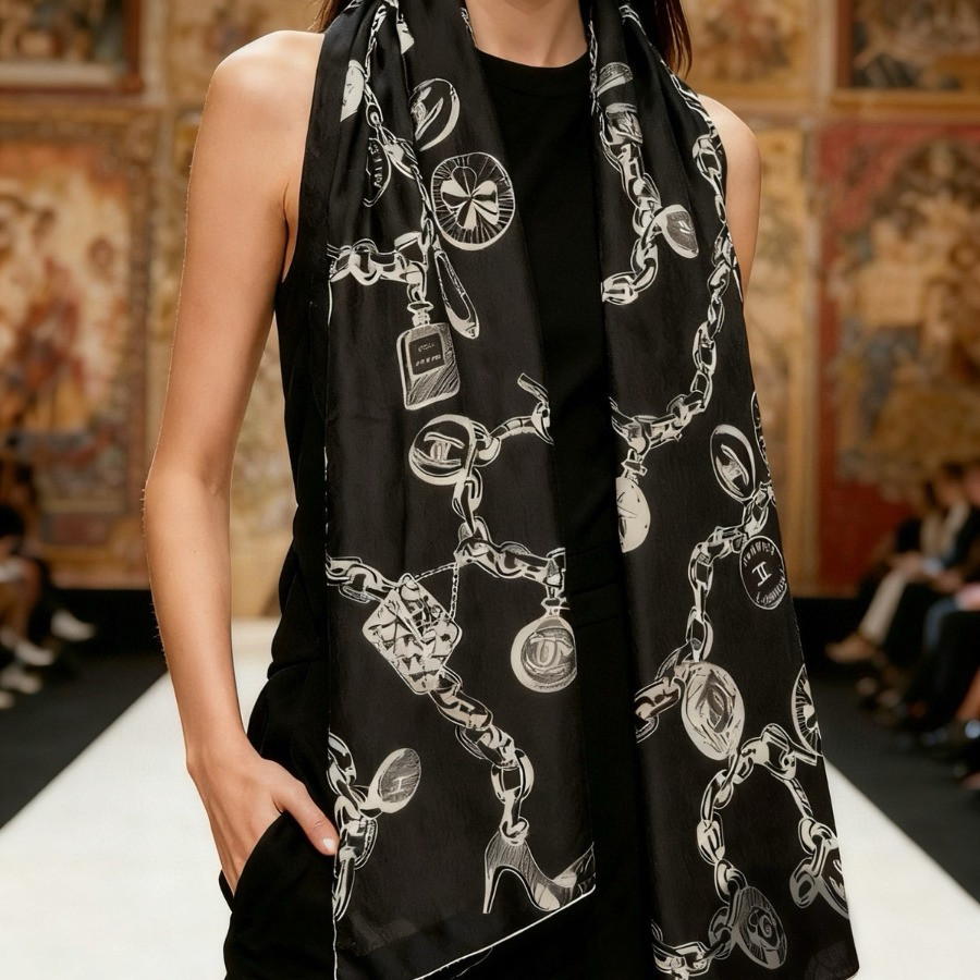 Double-Sided Jacquard cashmere & Silk Shawl scarf – CHASCA-282 | 135 × 135 cm