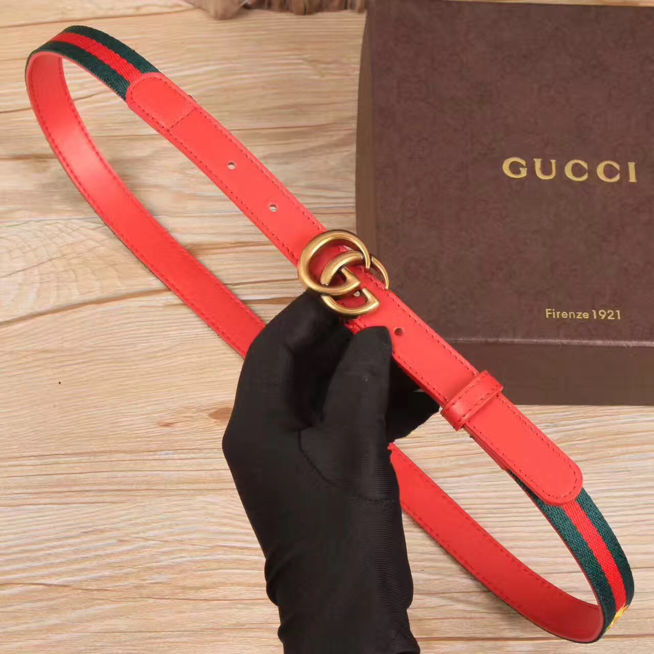 Sylvie Web belt with double G buckle, Gucci Belts
