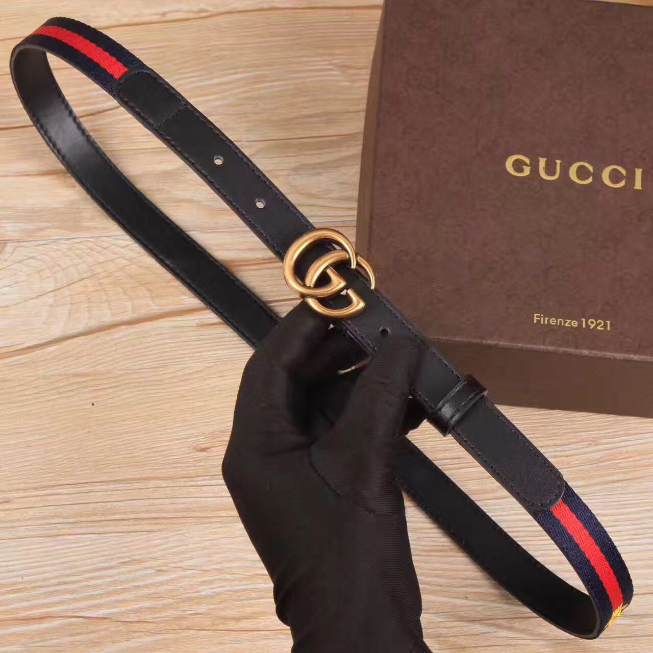 Sylvie Web belt with double G buckle, Gucci Belts