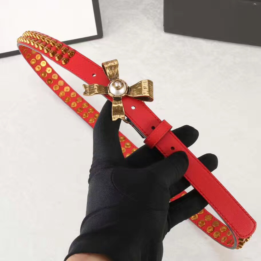 Studded leather belt WITH metal BOW, GUCCI Belts