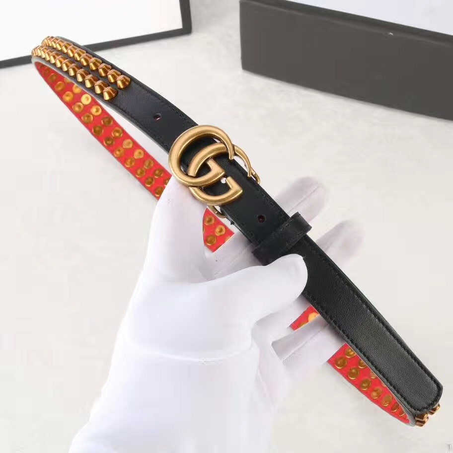 Studded belt with double G buckle, GUCCI Belts