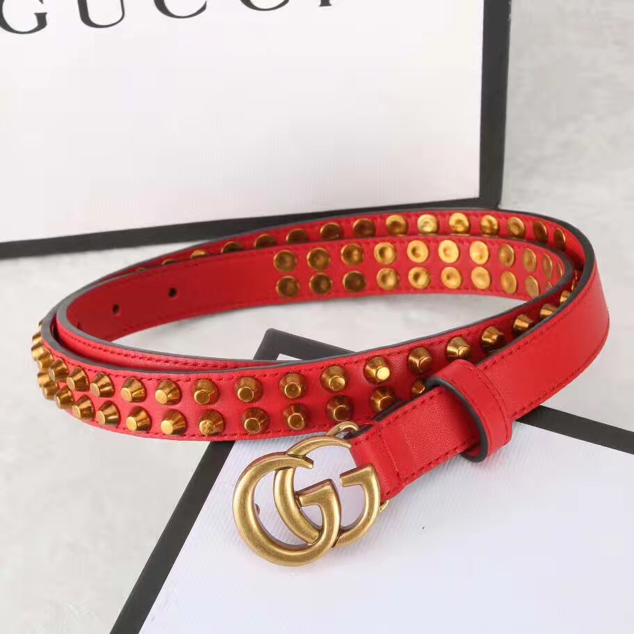 Studded belt with double G buckle, GUCCI Belts