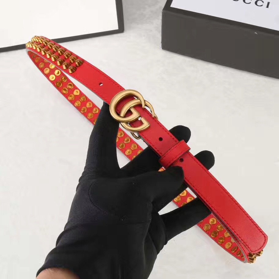 Studded belt with double G buckle, GUCCI Belts