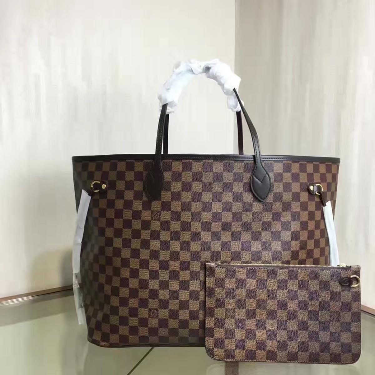 Louis Vuitton LV Handbags, NEVERFULL GM N41357, Damier Ebene Canvas, 15.7 x 13.0 x 7.9 inches, Original Quality