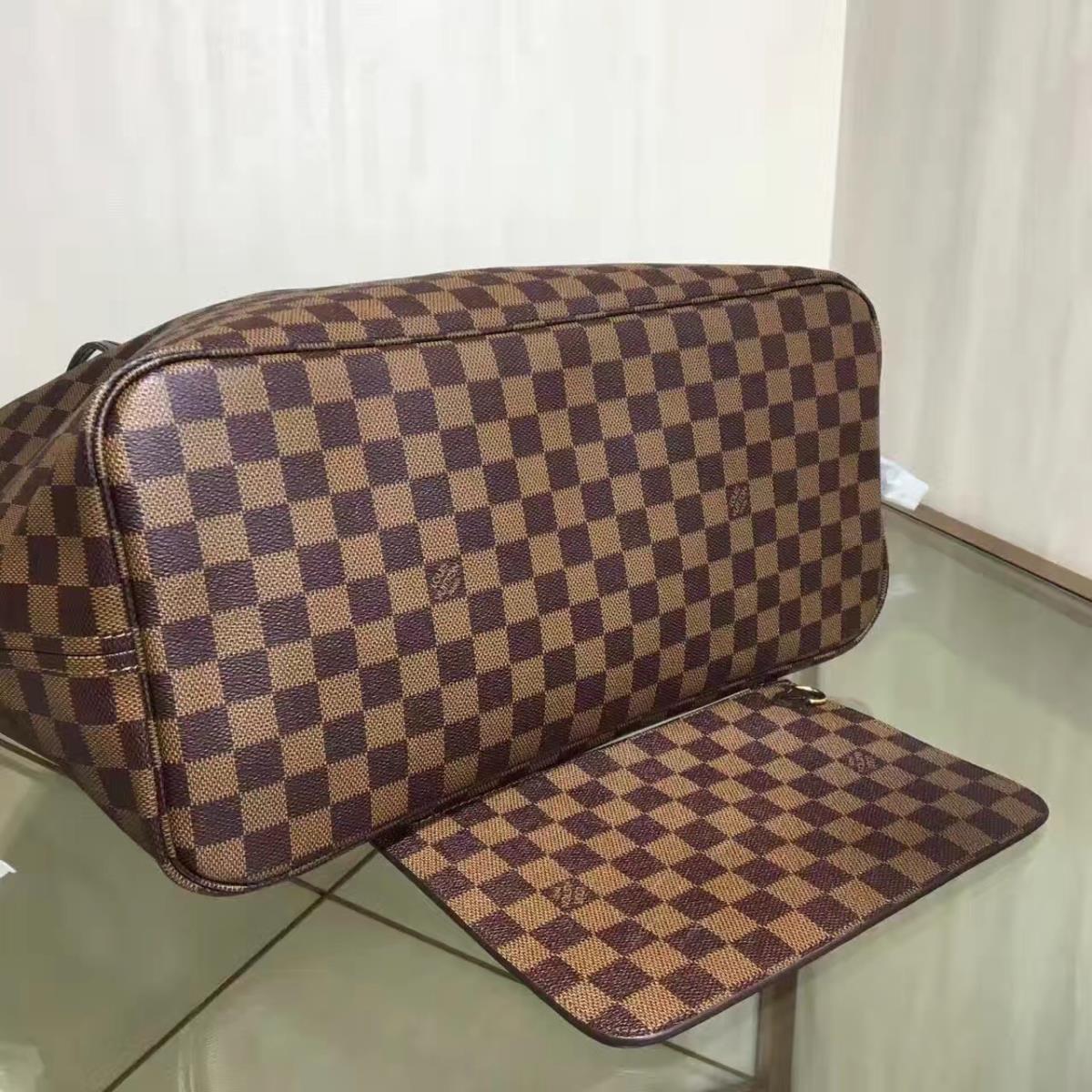 Louis Vuitton LV Handbags, NEVERFULL GM N41357, Damier Ebene Canvas, 15.7 x 13.0 x 7.9 inches, Original Quality
