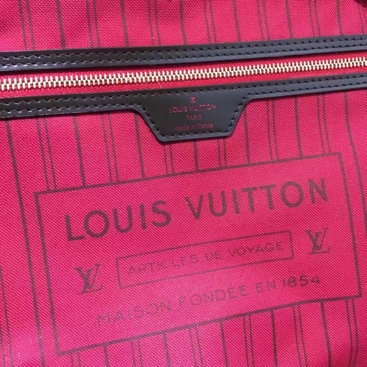 Louis Vuitton LV Handbags, NEVERFULL GM N41357, Damier Ebene Canvas, 15.7 x 13.0 x 7.9 inches, Original Quality