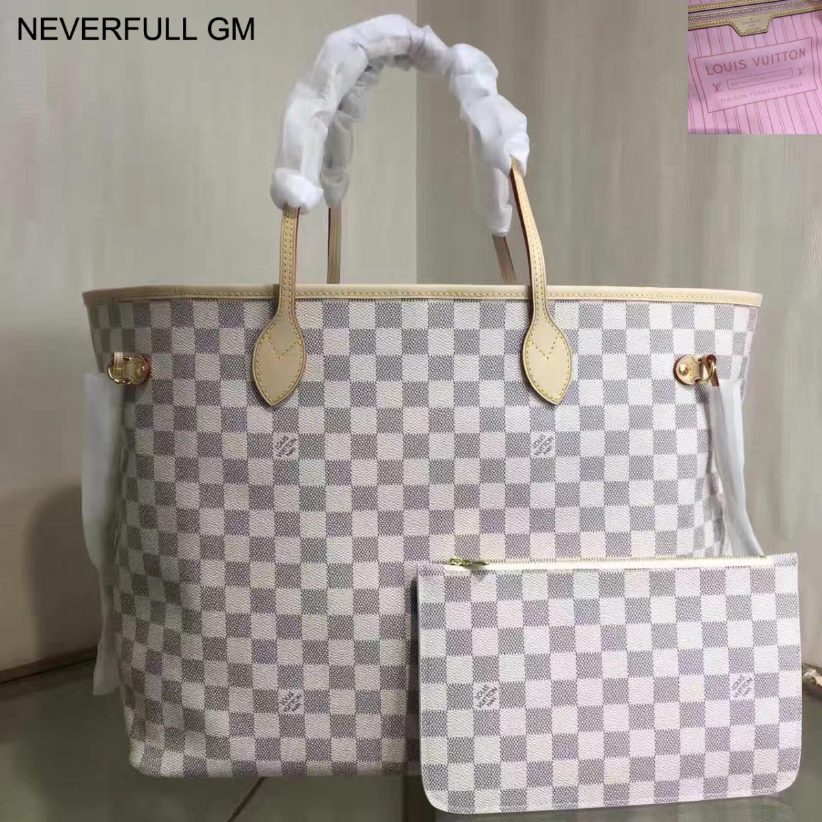 Louis Vuitton LV Handbags, NEVERFULL GM N41604, Damier Azur Canvas, 15.7 x 13.0 x 7.9 inches, Original Quality