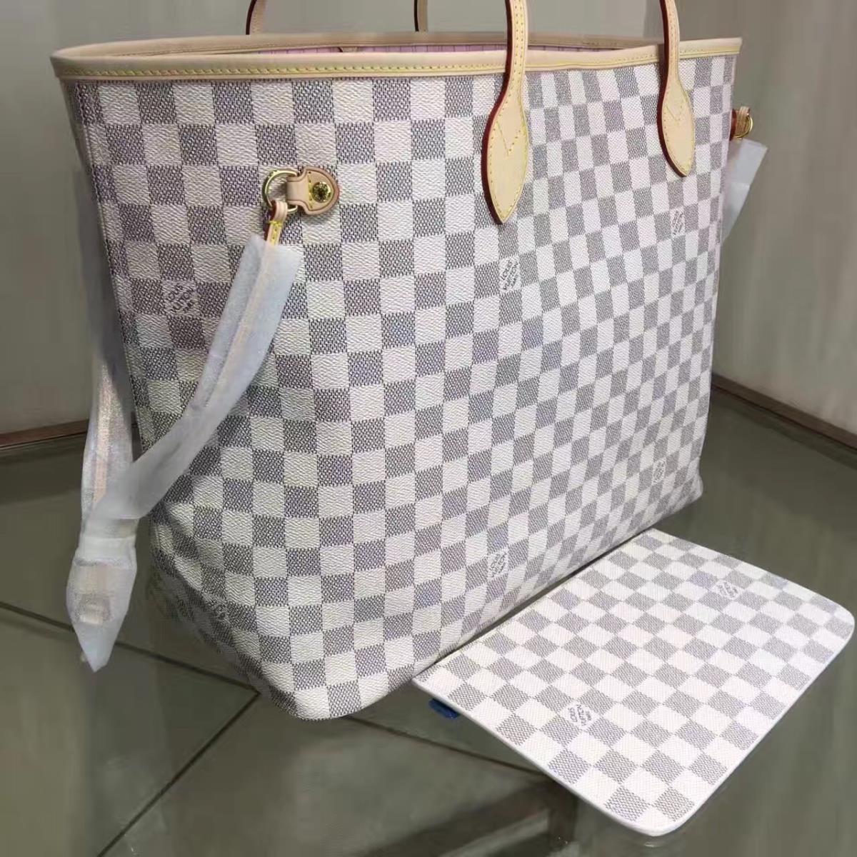 Louis Vuitton LV Handbags, NEVERFULL GM N41604, Damier Azur Canvas, 15.7 x 13.0 x 7.9 inches, Original Quality