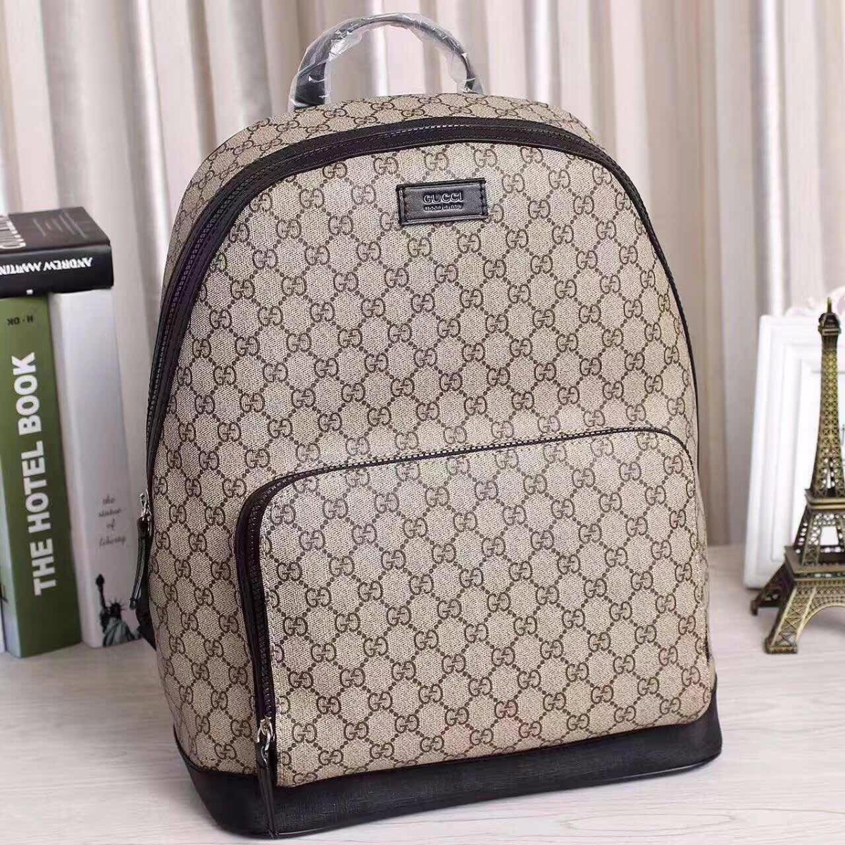 GUCCI GG Supreme backpack 406370, 12.5"W x 16"H x 5.5"D