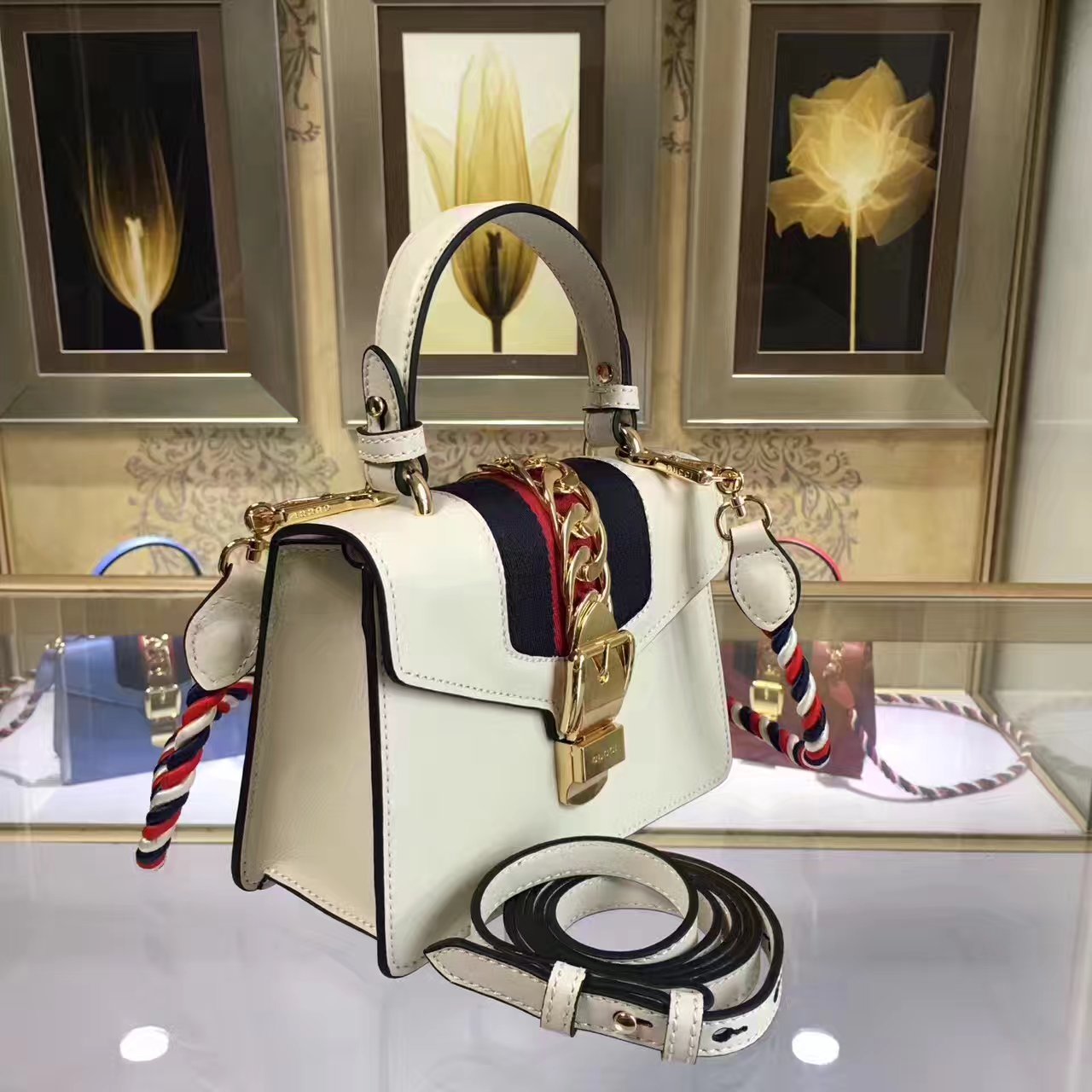 Gucci Sylvie leather mini bag, 470270, 8"W x 5.5"H x 3"D