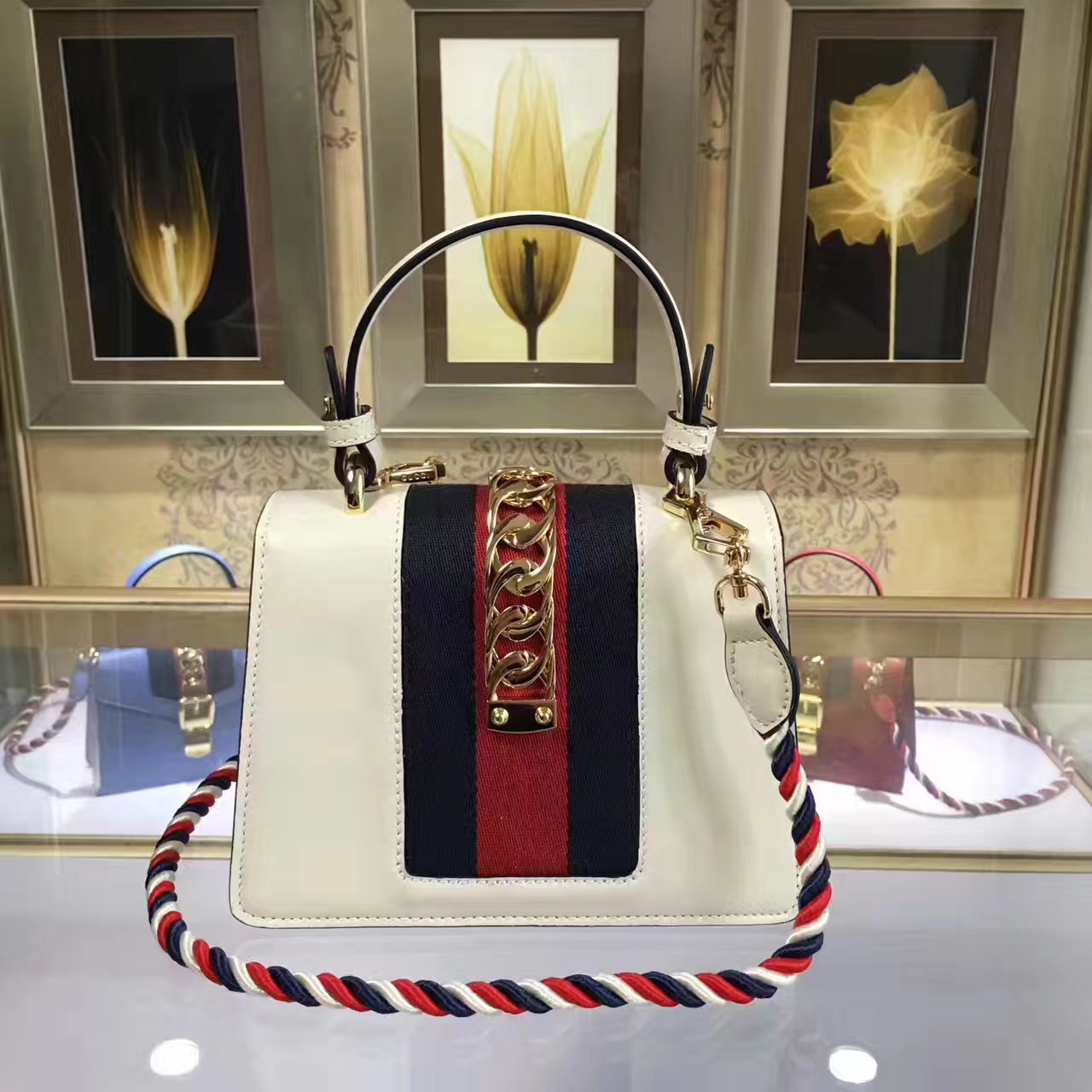 Gucci Sylvie leather mini bag, 470270, 8"W x 5.5"H x 3"D