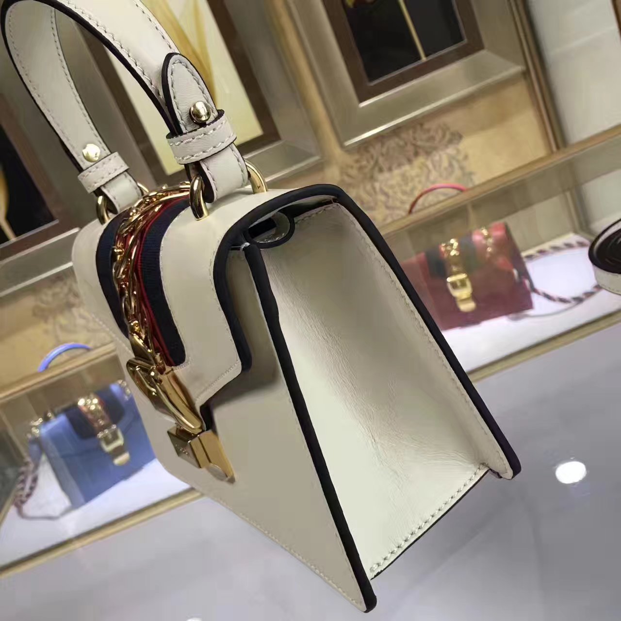 Gucci Sylvie leather mini bag, 470270, 8"W x 5.5"H x 3"D